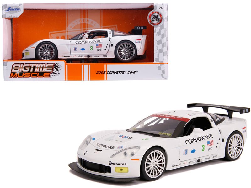 2005 Chevrolet Corvette C6-R #3 Olivier Beretta - Oliver Gavin "Compuware" White "Bigtime Muscle" 1/24 Diecast Model Car by Jada free shipping USA