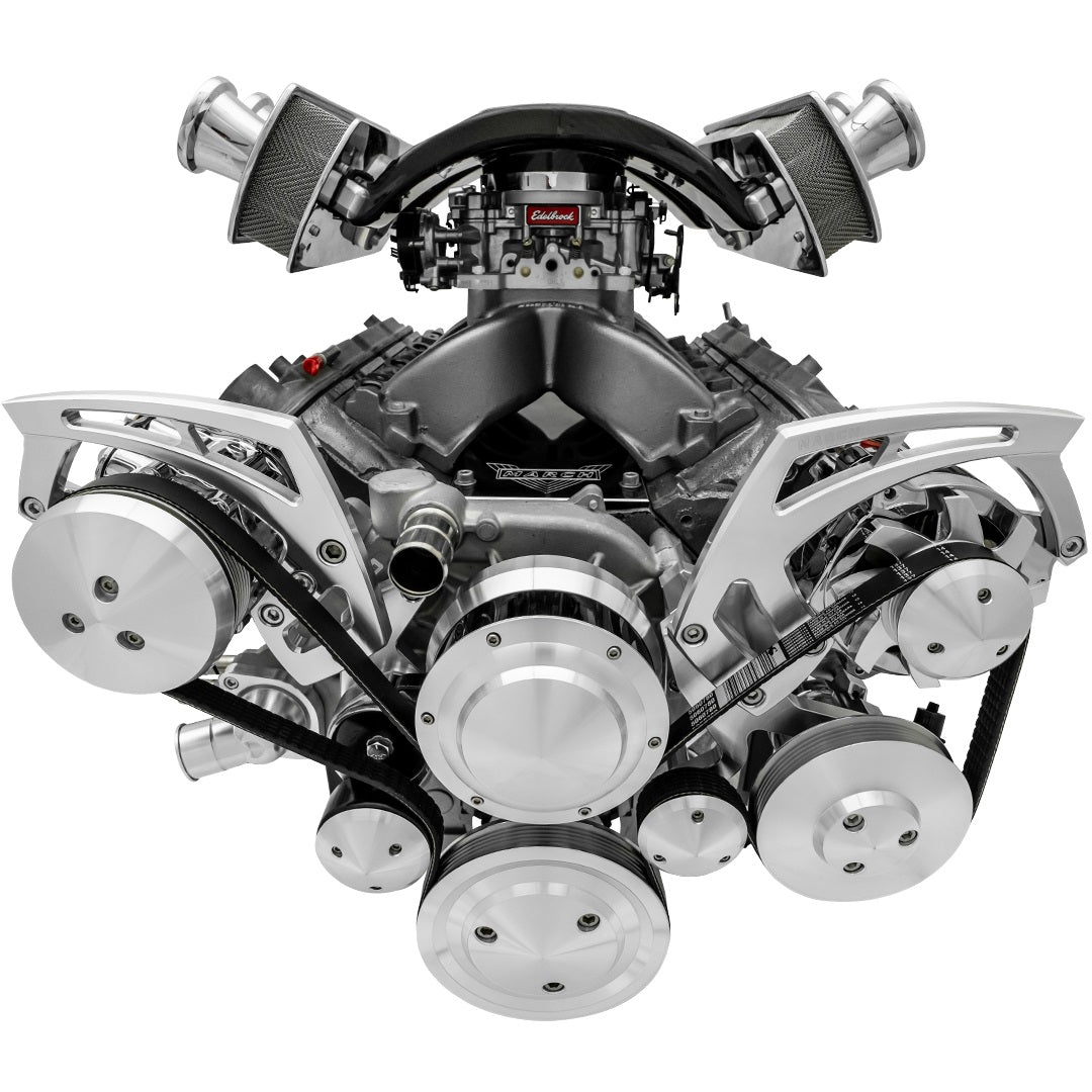 Chevy LS Chrome Powder Coat Style Track Serpentine Kit (AC/PS/ALT)