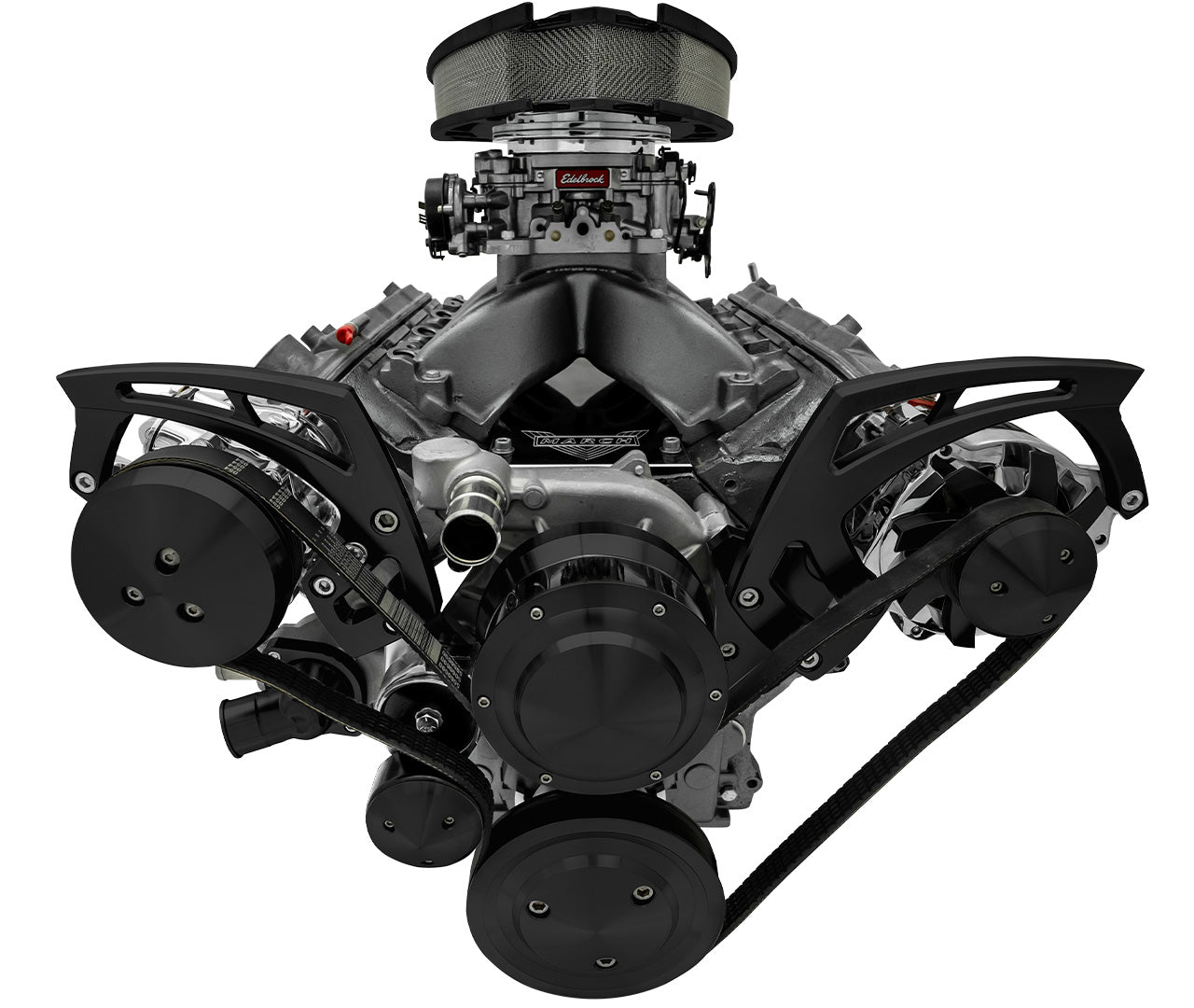 Chevy LS Style Track Serpentine System - Wide - AC & ALT - Black