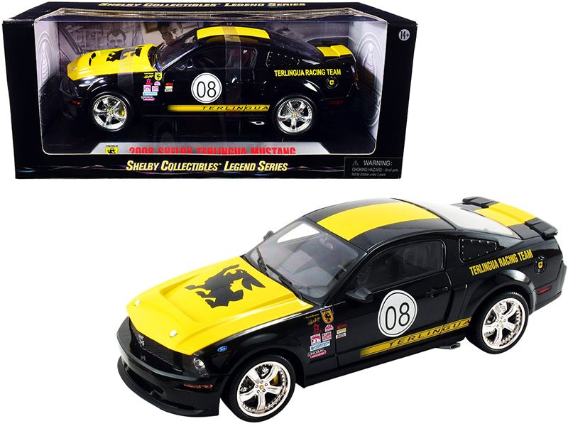 2008 Ford Shelby Mustang #08 "Terlingua" Black and Yellow "Shelby Collectibles Legend" Series 1/18 Diecast Model Car by Shelby Collectibles free shipping USA