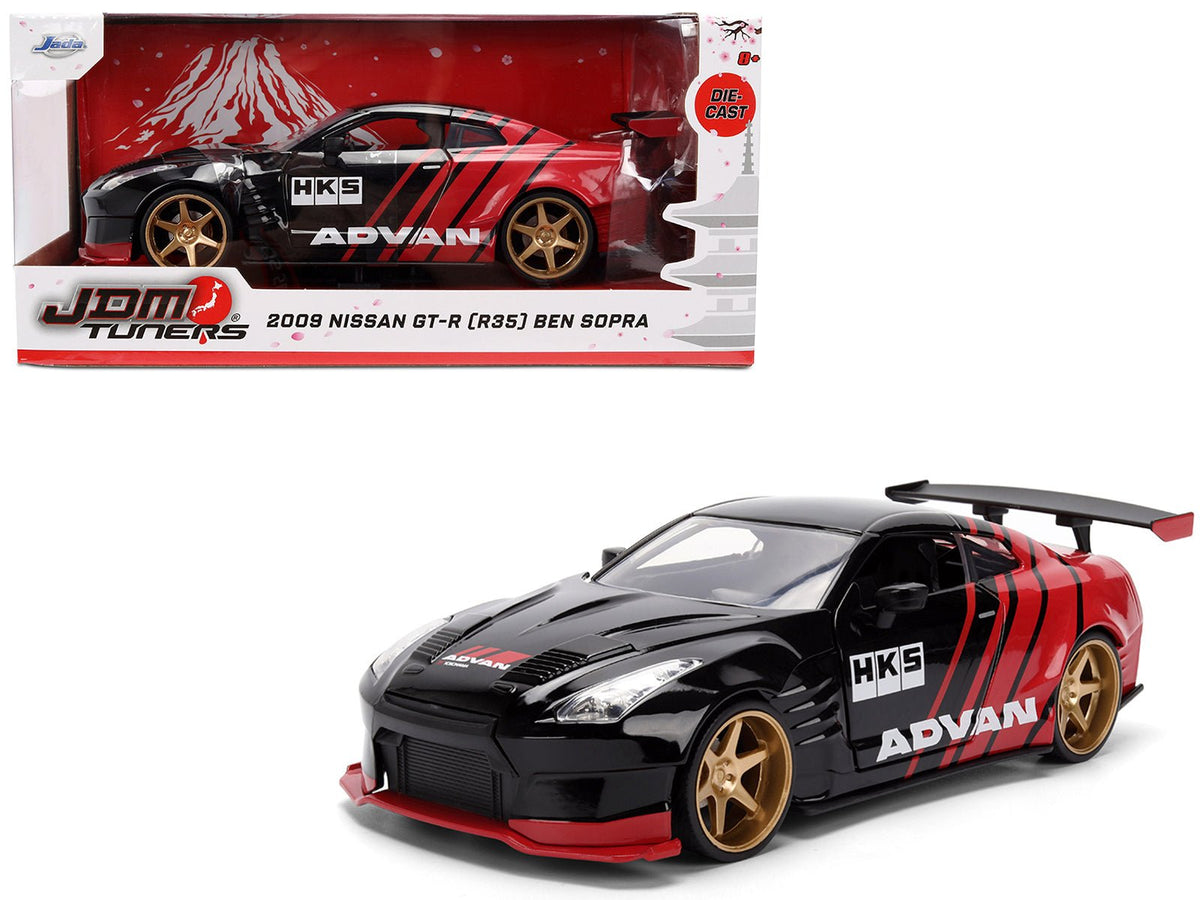 2009 Nissan GT-R (R35) Ben Sopra "Advan" Black and Red "JDM Tuners" Series 1/24 Diecast Model Car by Jada free shipping USA