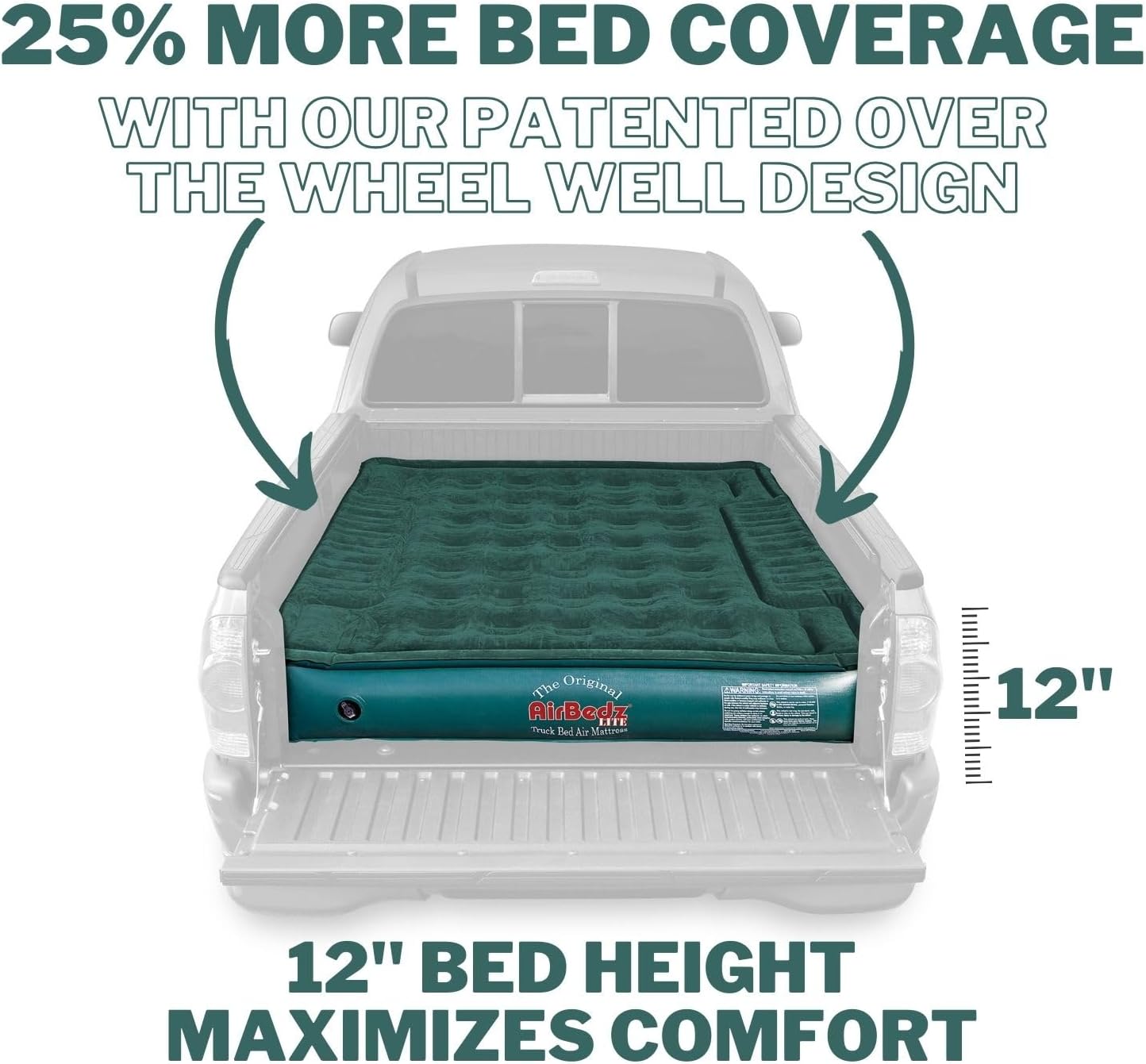 AirBedz Lite By Pittman Outdoors - PPI PV202C Full Size 6.0'-6.5' Standard Bed With Portable DC Air Pump - The Original Truck Bed Air Mattress