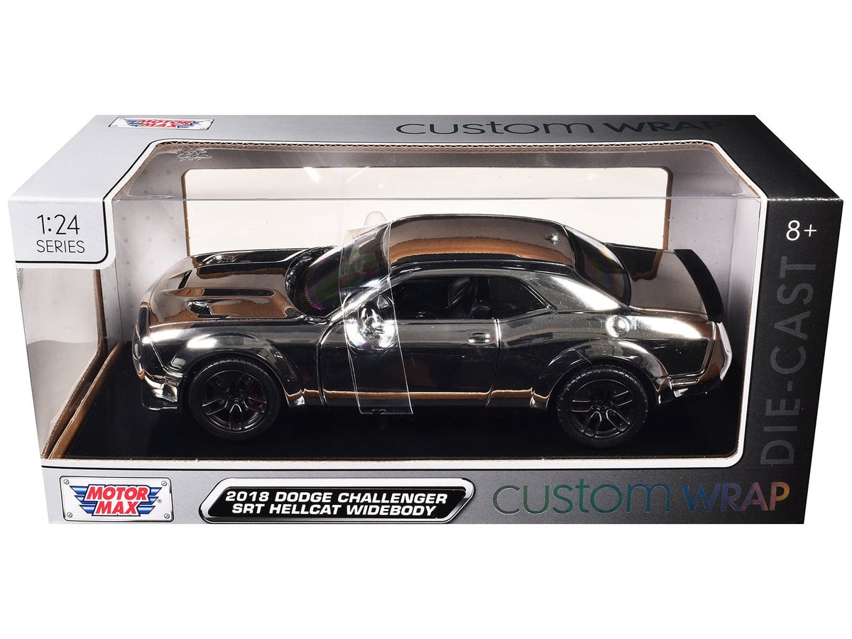2018 Dodge Challenger SRT Hellcat Widebody Chrome "Custom Wrap" Series 1/24 Diecast Model Car by Motormax free shipping USA