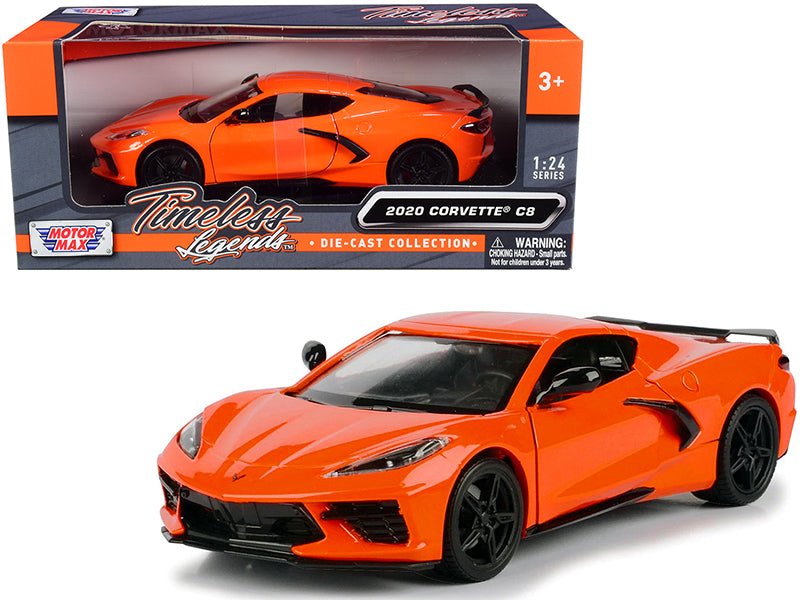 2020 Chevrolet Corvette C8 Stingray Orange "Timeless Legends" 1/24 Diecast Model Car by Motormax free shipping USA
