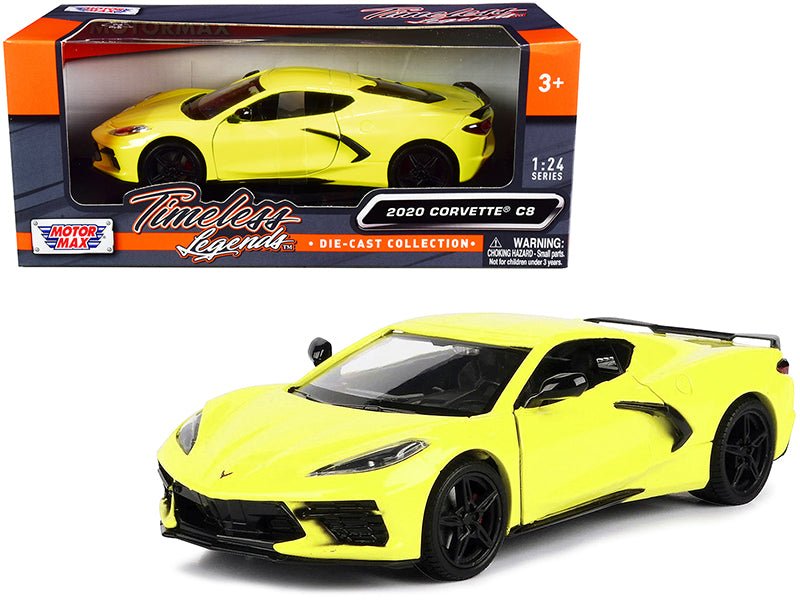 2020 Chevrolet Corvette C8 Stingray Yellow "Timeless Legends" 1/24 Diecast Model Car by Motormax free shipping USA