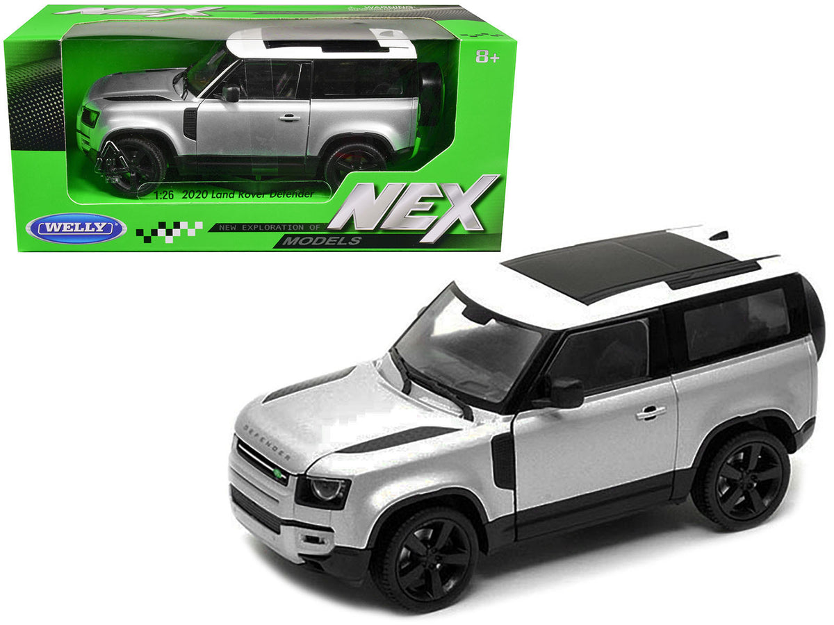 2020 Land Rover Defender Silver Metallic with White Top "NEX Models" 1/26 Diecast Model Car by Welly free shipping USA