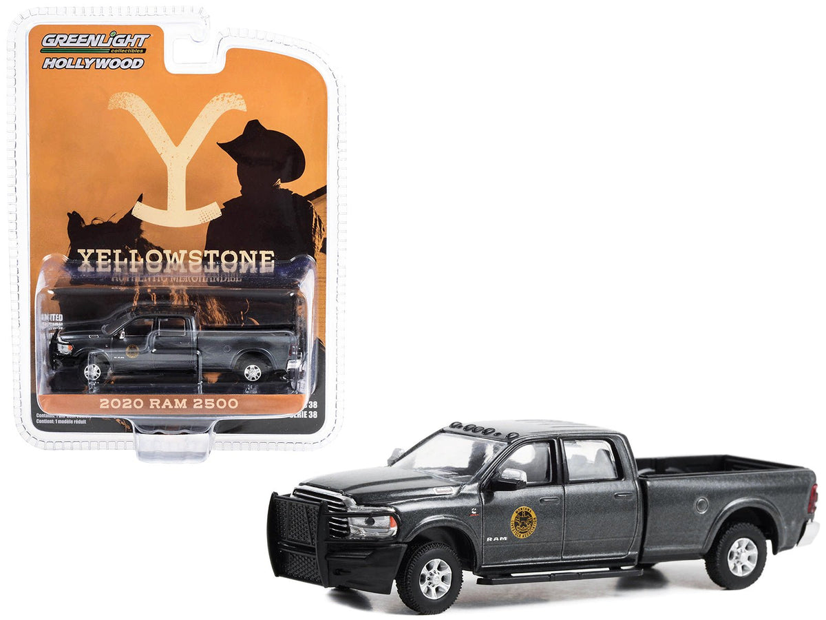 2020 Ram 2500 Pickup Truck Dark Gray Metallic "Montana Livestock Association" "Yellowstone" (2018-Current) TV Series "Hollywood Series" Release 39 1/64 Diecast Model Car by Greenlight free shipping USA
