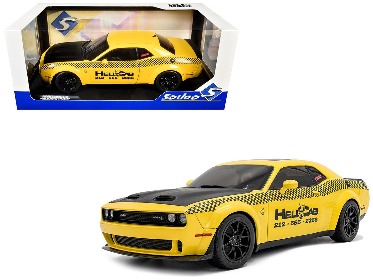 2023 Dodge Challenger SRT Hellcat Redeye Widebody Taxi "NYC Hellcab" Yellow with Black Hood and Graphics 1/18 Diecast Model Car by Solido free shipping USA