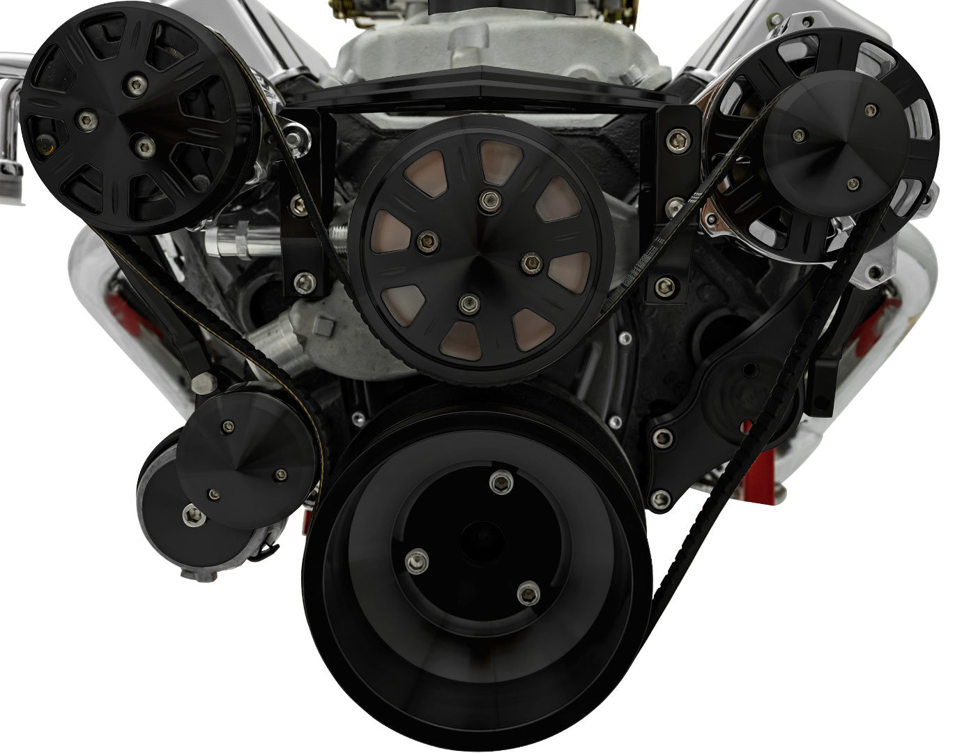 Small Block Chevy Ultra Serpentine System - All Inclusive - AC & ALT - Black