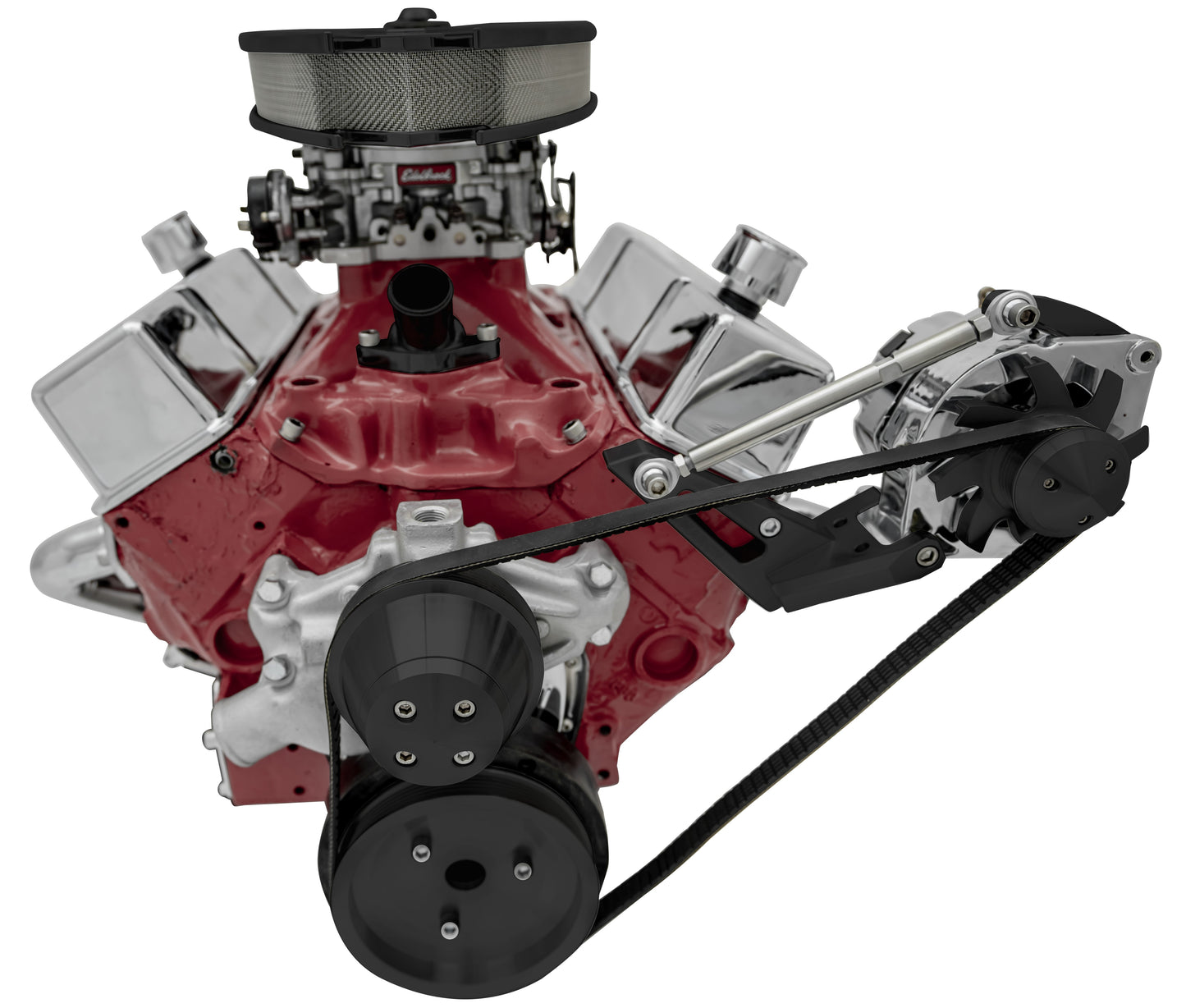 Big Block Chevy High Flow Serpentine Conversion; Outward; Alternator Only; Black