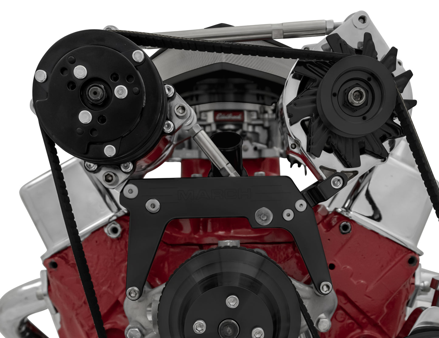 Small Block Chevy High Mount AC & ALT Bracket - SWP - Black