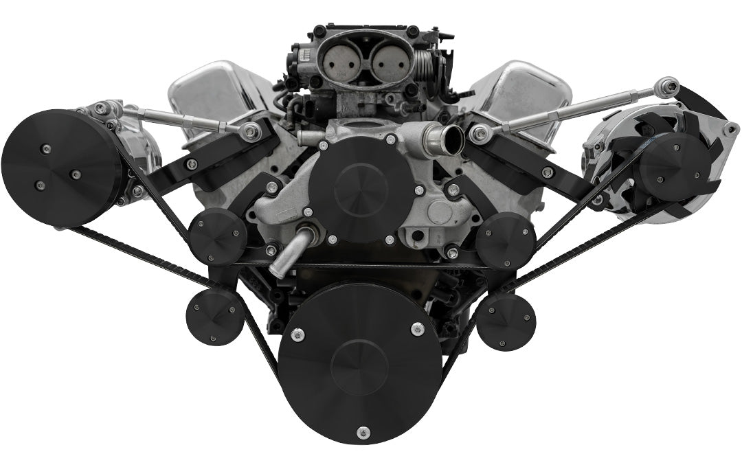 Chevy LT1 Gen II Serpentine Conversion - Outward - AC & ALT - Corvette - Black