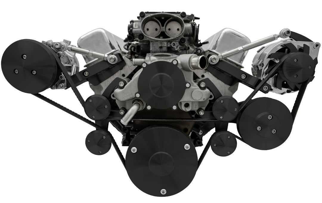 Chevy LT1 Gen II Serpentine Conversion; Outward; AC & PS; GMT2; Corvette; Black