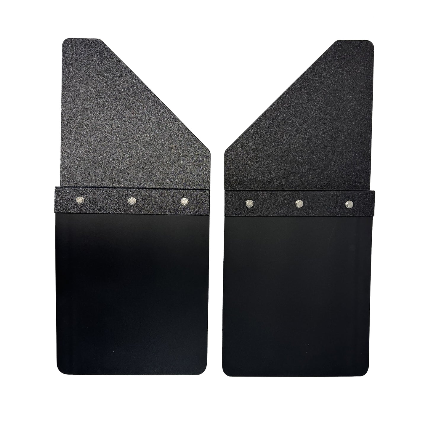 Universal 12" Front/Rear Set Back Mud Flap - 1" Offset - Black Poly-Coated Set-Back - 12"W X 15"H Flap Without Stainless Steel Weight