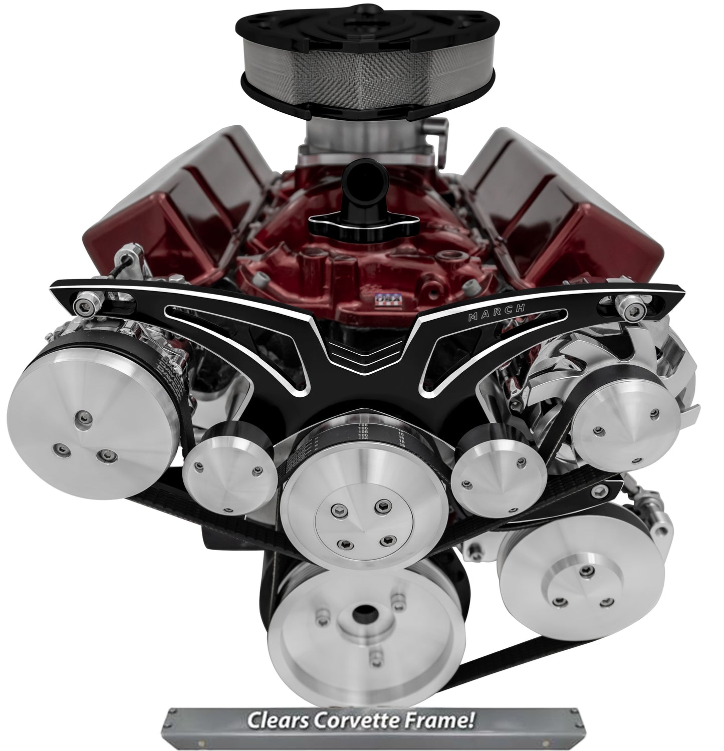 Big Block Chevy Style Track Serpentine System - Corvette - AC & PS - Black Onyx