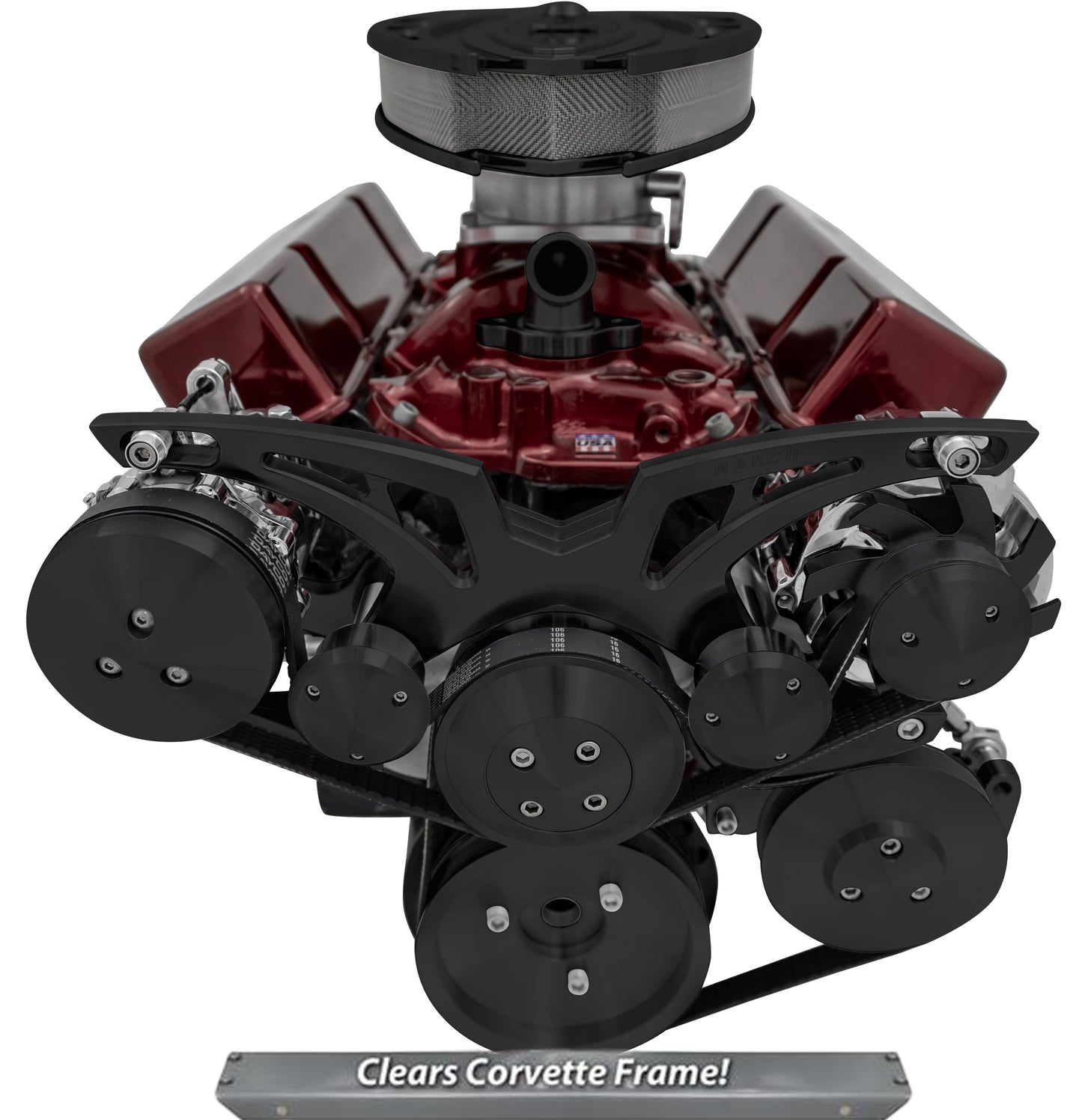 Big Block Chevy Style Track Serpentine System - Corvette - AC & PS - Black