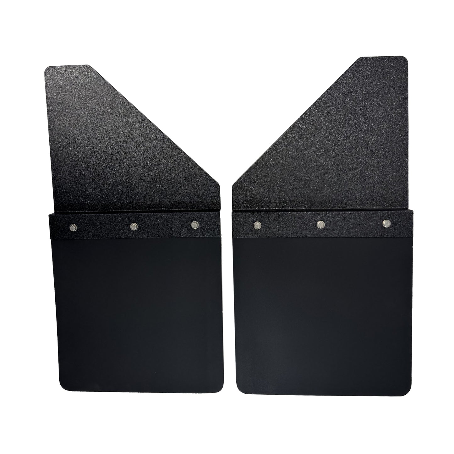 Universal 14" Front/Rear Set Back Mud Flap - 1" Offset - Black Poly-Coated Set-Back - 14"W X 15"H Flap Without Stainless Steel Weight