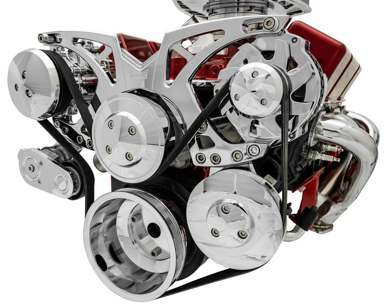 Small Block Chevy Chrome Style Track Serpentine Kit (AC/PS/ALT)