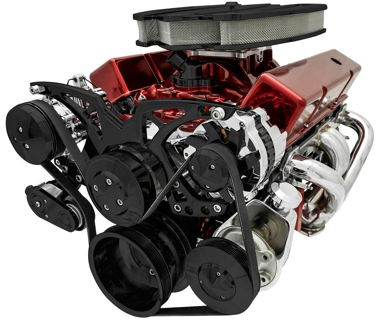 Small Block Chevy Black Style Track Serpentine Kit (AC/PS/ALT)