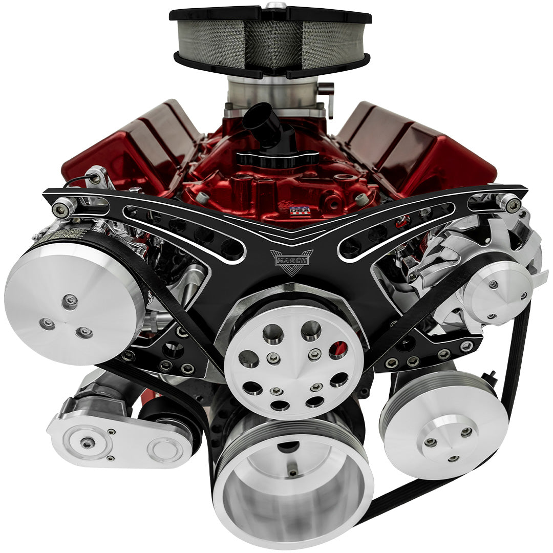 Small Block Chevy Revolver Serpentine System - AC & PS - GMT2 - Black Onyx