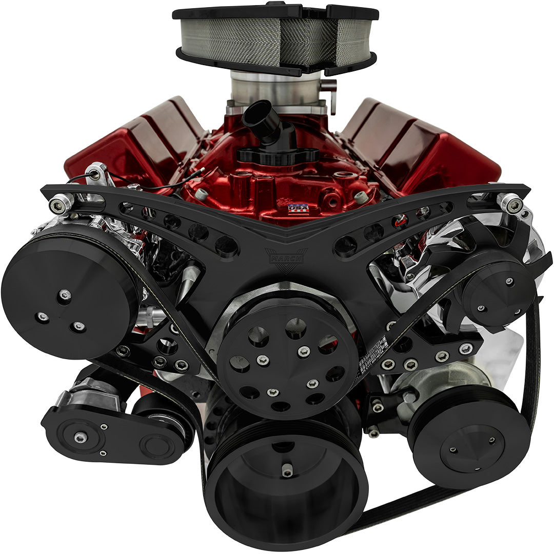Big Block Chevy Revolver Serpentine System - AC & PS - Saginaw-Key - Black