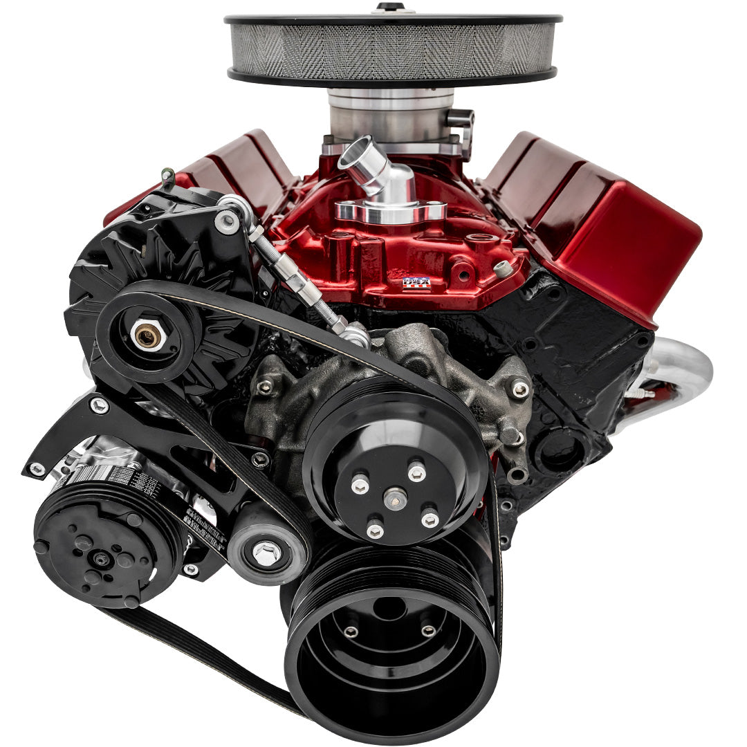 Small Block Chevy Sport Track Serpentine Conversion - AC & ALT - Black