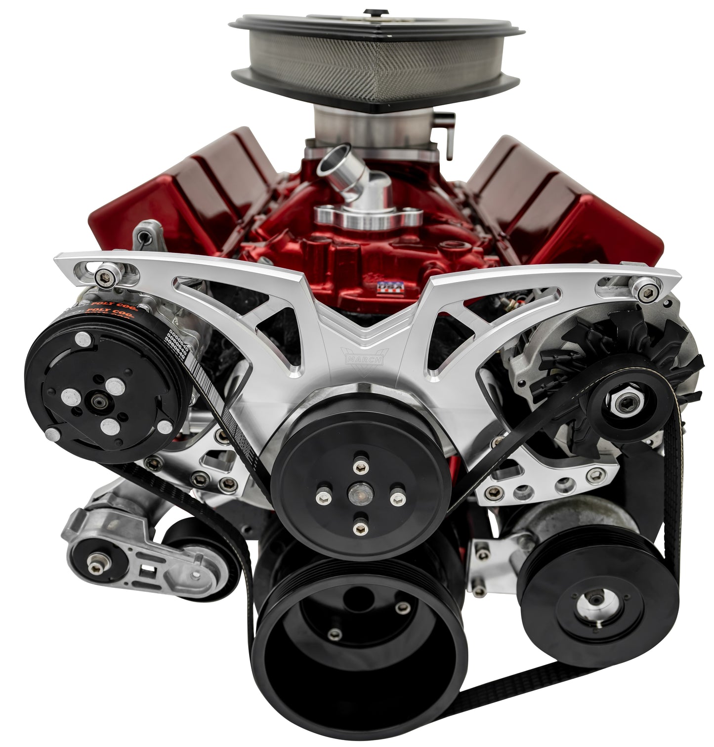 Small Block Chevy Style Track Custom Serpentine System - AC & PS - Saginaw-Key