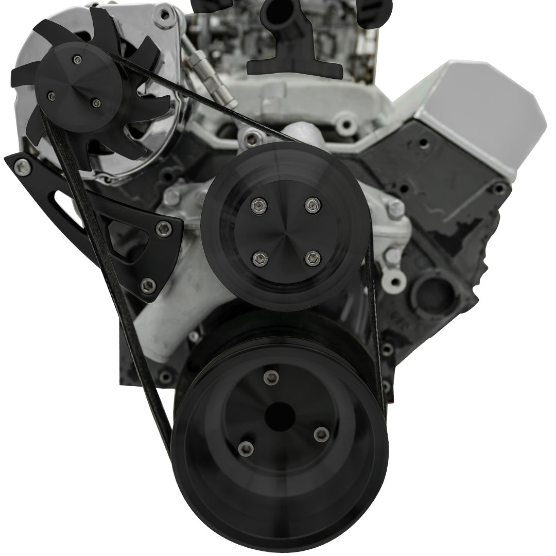 Small Block Chevy High Flow Serpentine Conversion Deluxe - ALT Only - Black