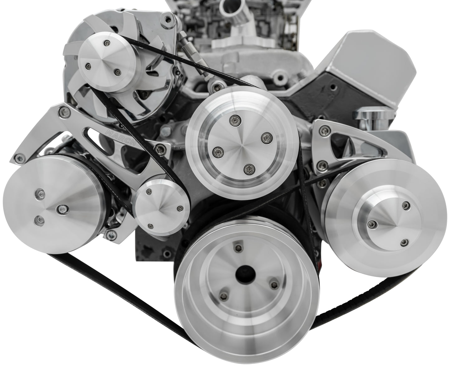 Small Block Chevy Serpentine Conversion - Chrome Accessories AC & PS - 7176