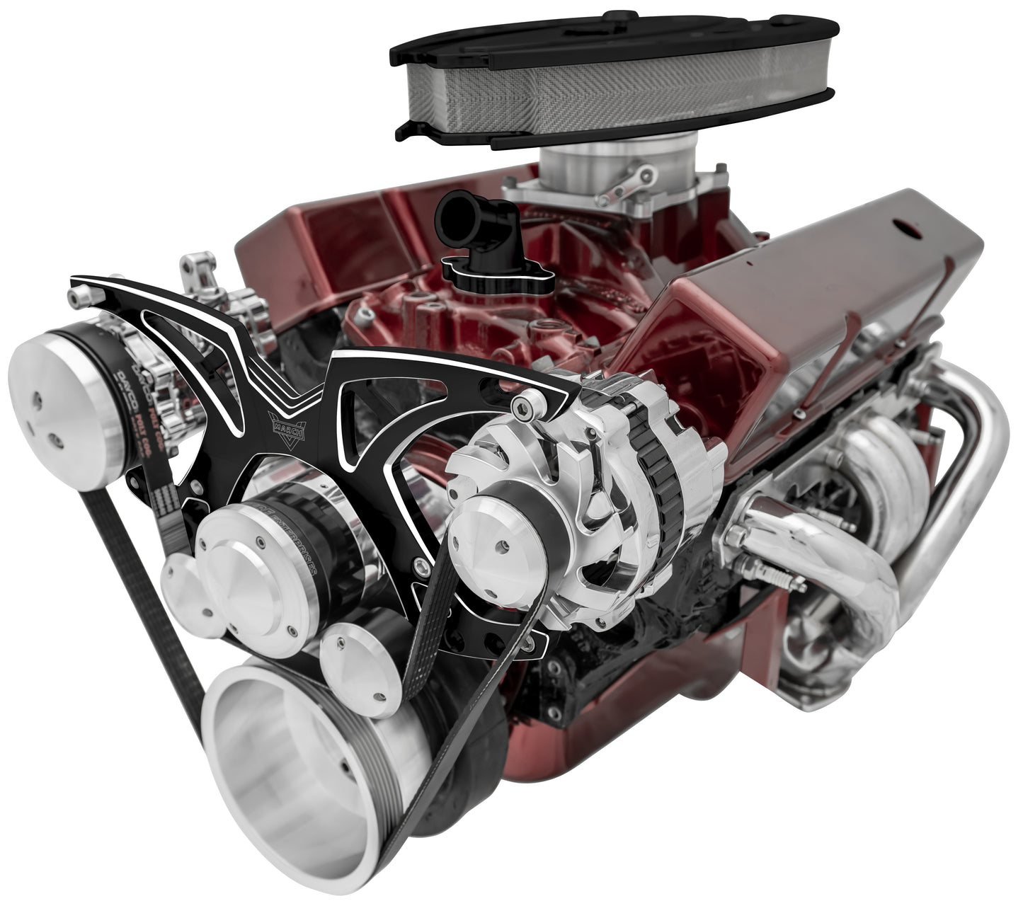 Big Block Chevy Style Track Serpentine System - EWP - PS & ALT - Black Onyx