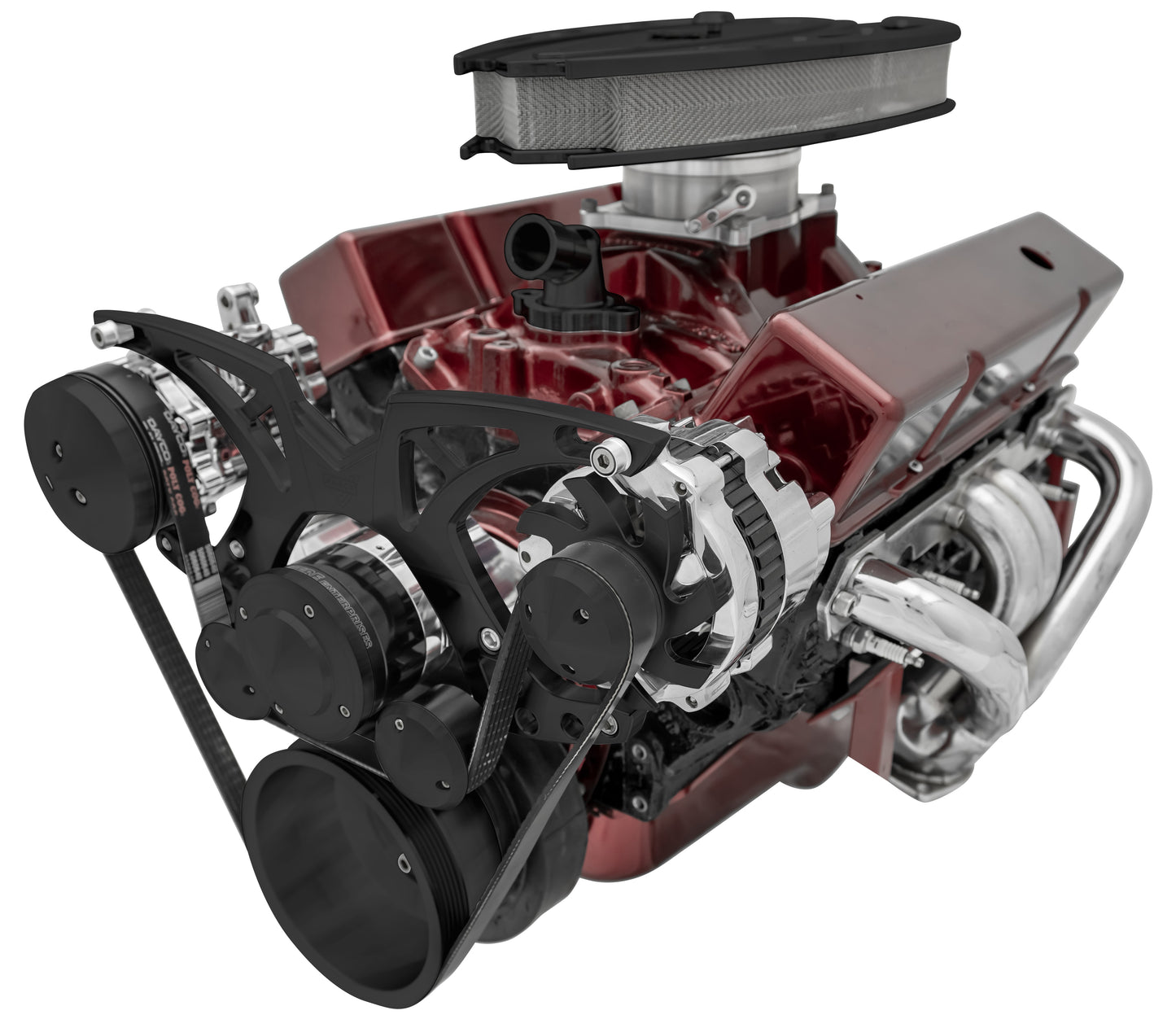 Big Block Chevy Style Track Serpentine System - EWP - PS & ALT - Black