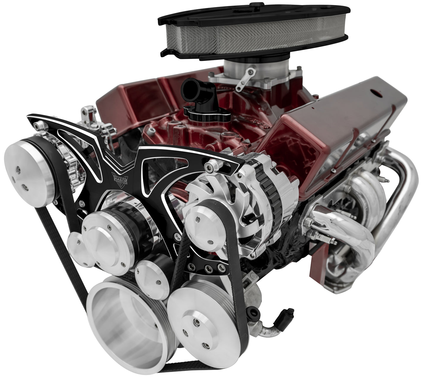 Big Block Chevy Style Track Serpentine System - EWP - AC & PS - Black Onyx