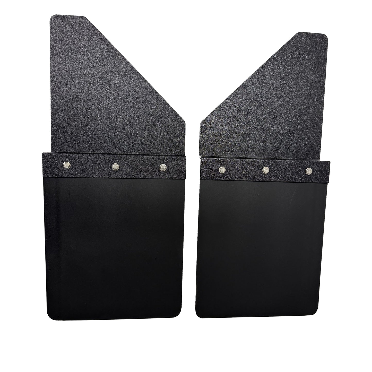 Universal 12" Front/Rear Set Back Mud Flap - 2" Offset - Black Poly-Coated Set-Back - 12"W X 15"H Flap Without Stainless Steel Weight