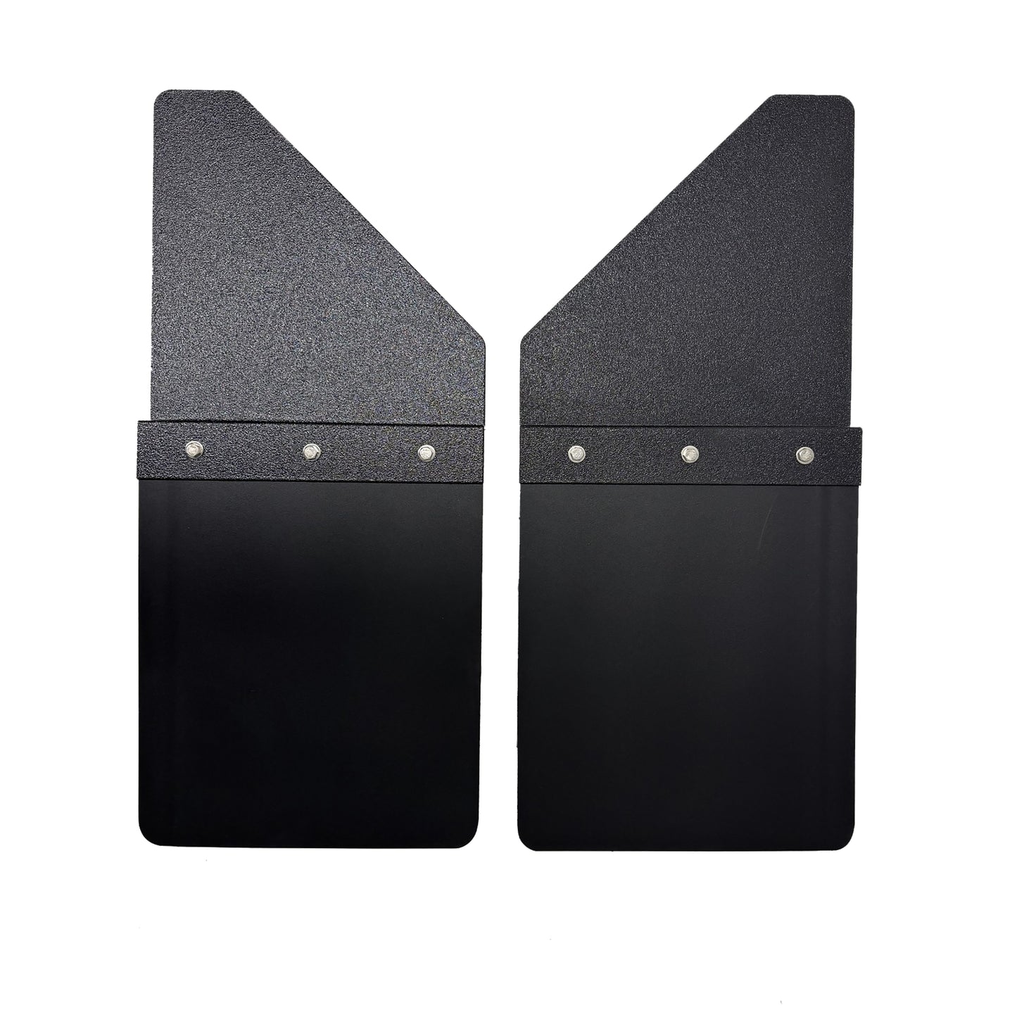 Universal 14" Front/Rear Set Back Mud Flap - 2" Offset - Black Poly-Coated Set-Back - 14"W X 15"H Flap Without Stainless Steel Weight