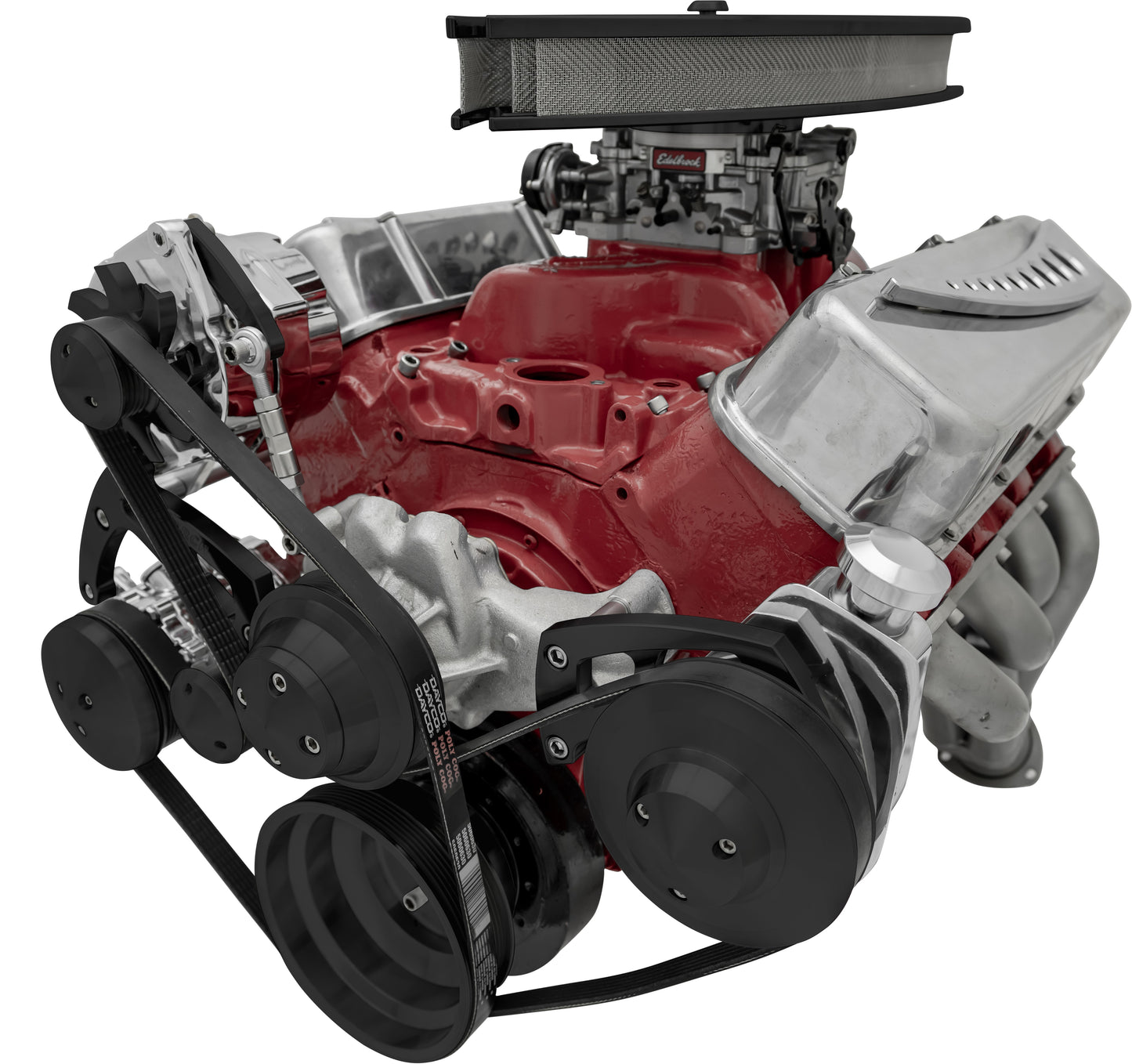 Big Block Chevy Serpentine Conversion Ultra; LWP; AC & PS; Saginaw-Key; Black
