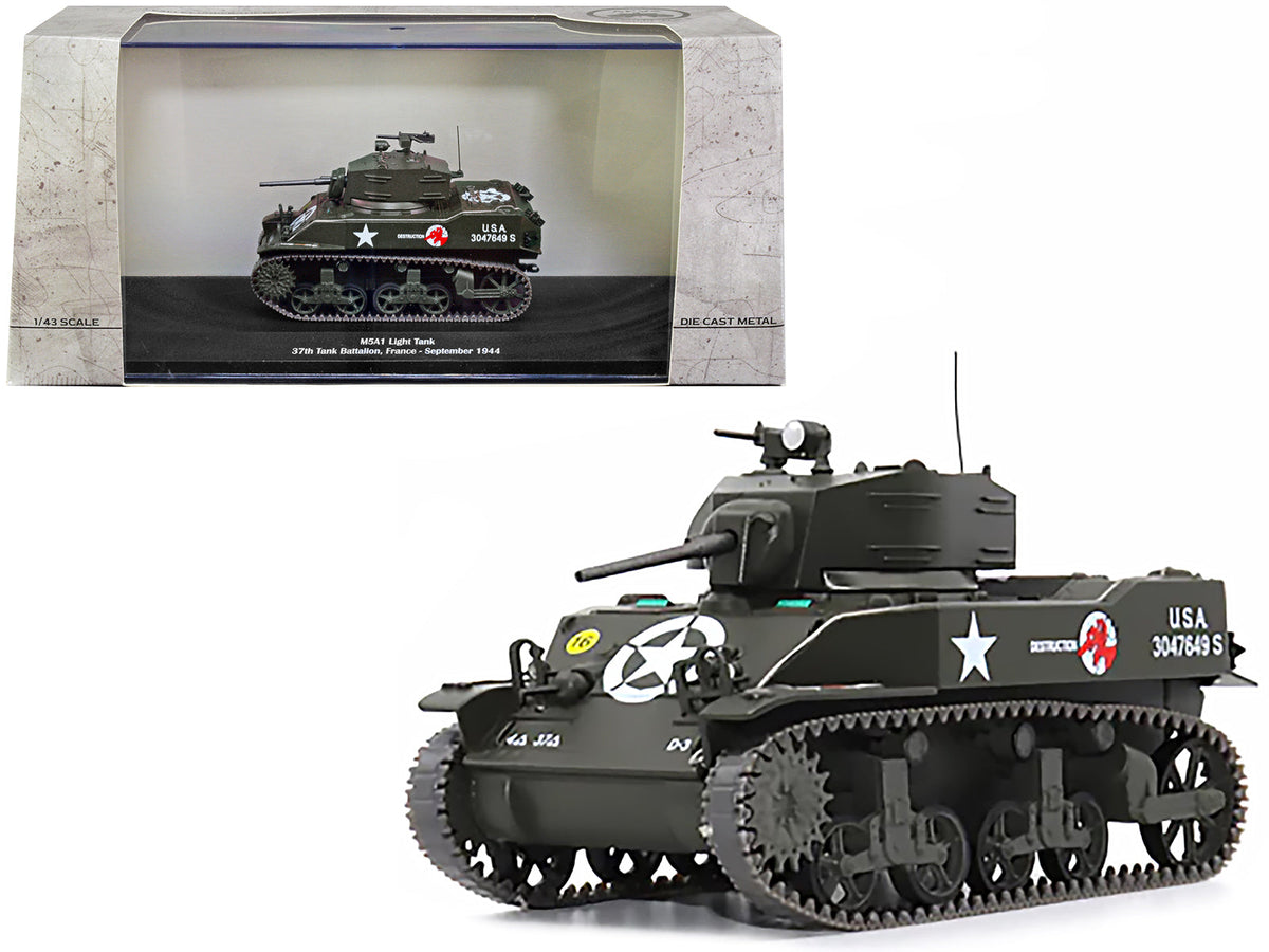 M5A1 Light Tank #16 "Destruction" "U.S.A. 37th Tank Battalion France September 1944" 1/43 Diecast Model by AFVs of WWII free shipping USA