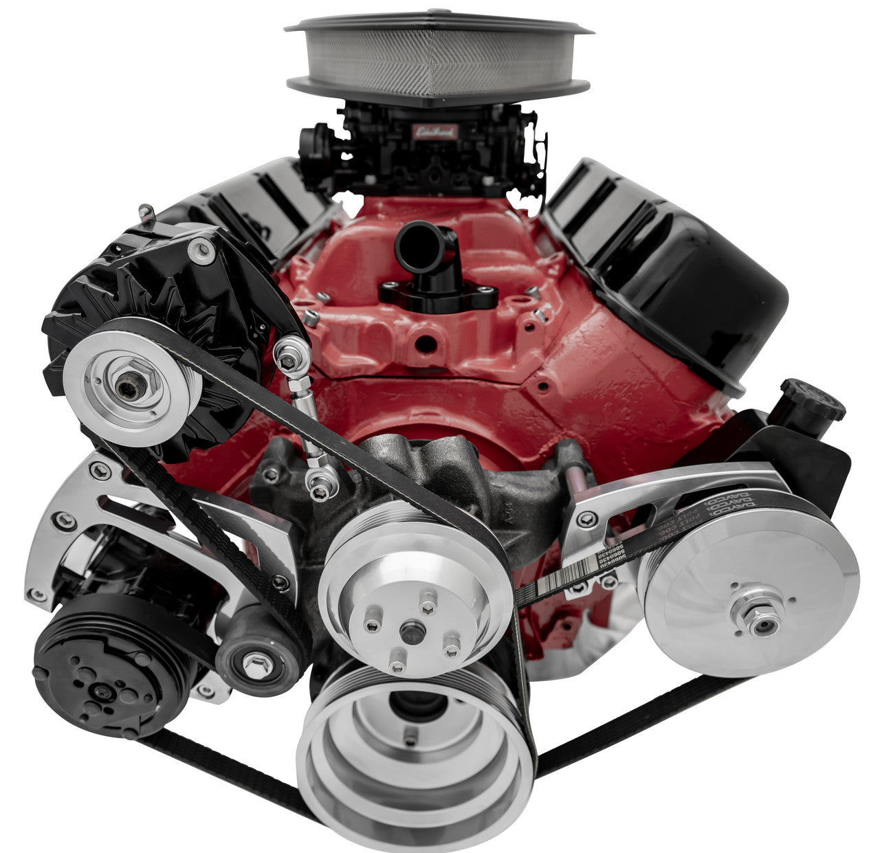 Small Block Chevy Sport Track Serpentine Conversion AC & PS Saginaw-Key - Silver