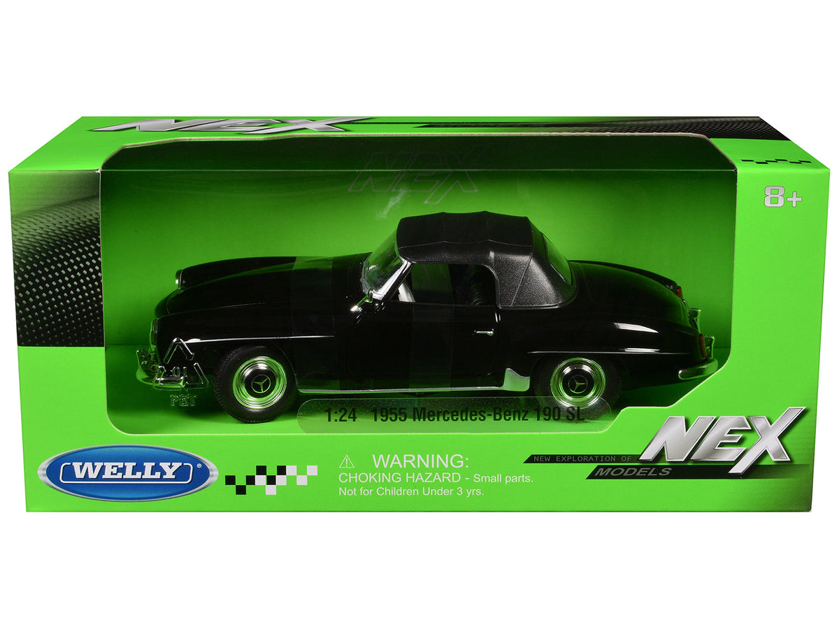1955 Mercedes-Benz 190 SL (Closed Roof) Black "NEX Models" Series 1/24 Diecast Model Car by Welly free shipping USA
