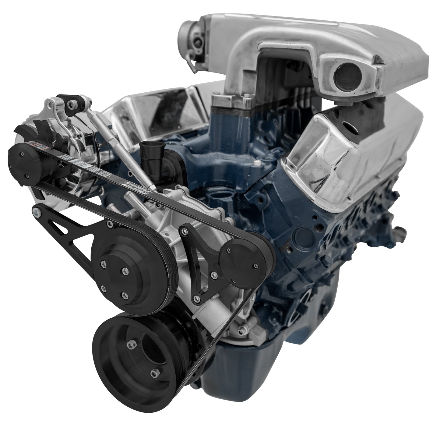 Small Block Ford High Flow Serpentine Conversion; 351W; ALT Only; Reverse; Black