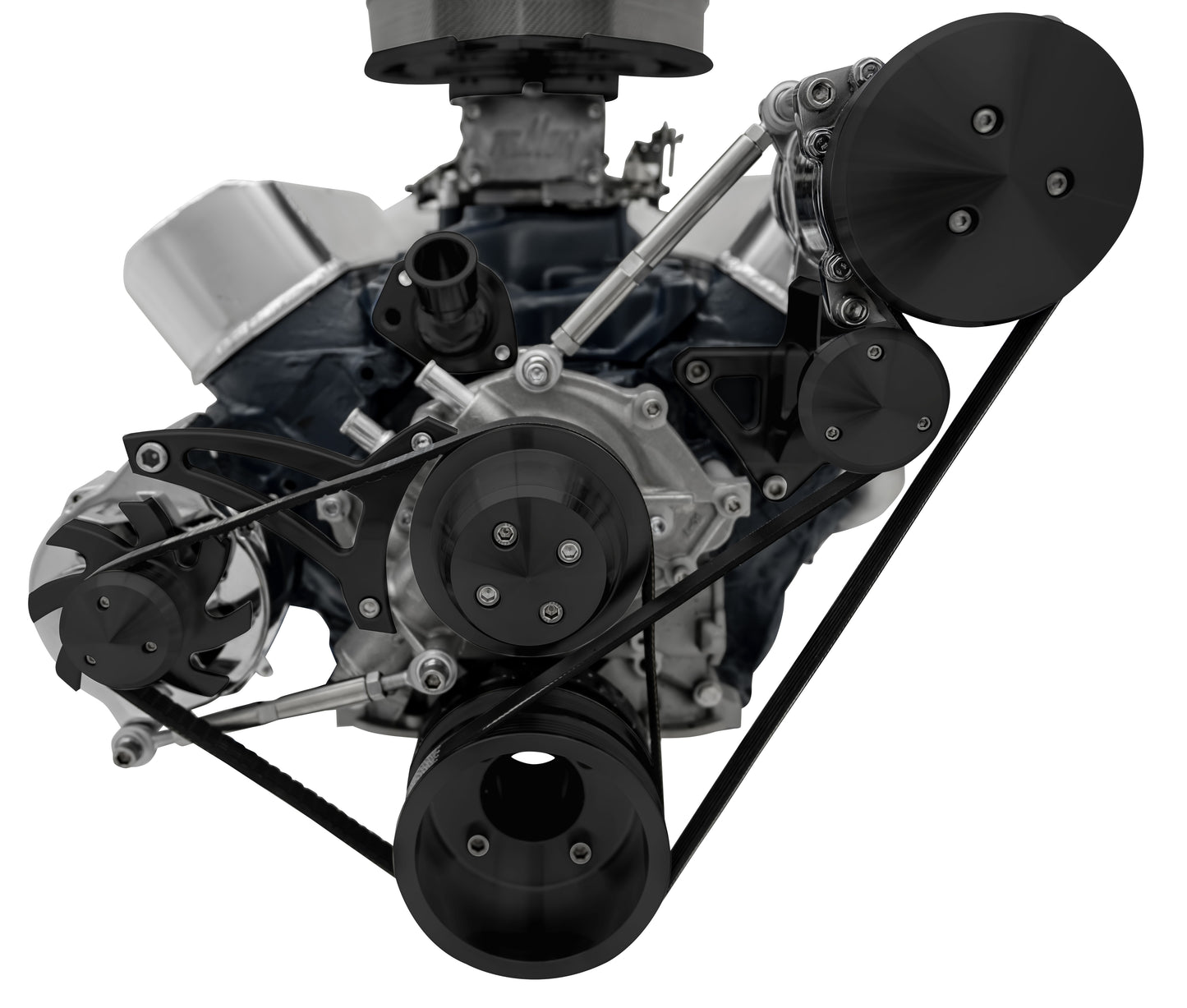 Small Block Ford Serpentine System - 351W - Early - 3 Bolt - AC & ALT - Black