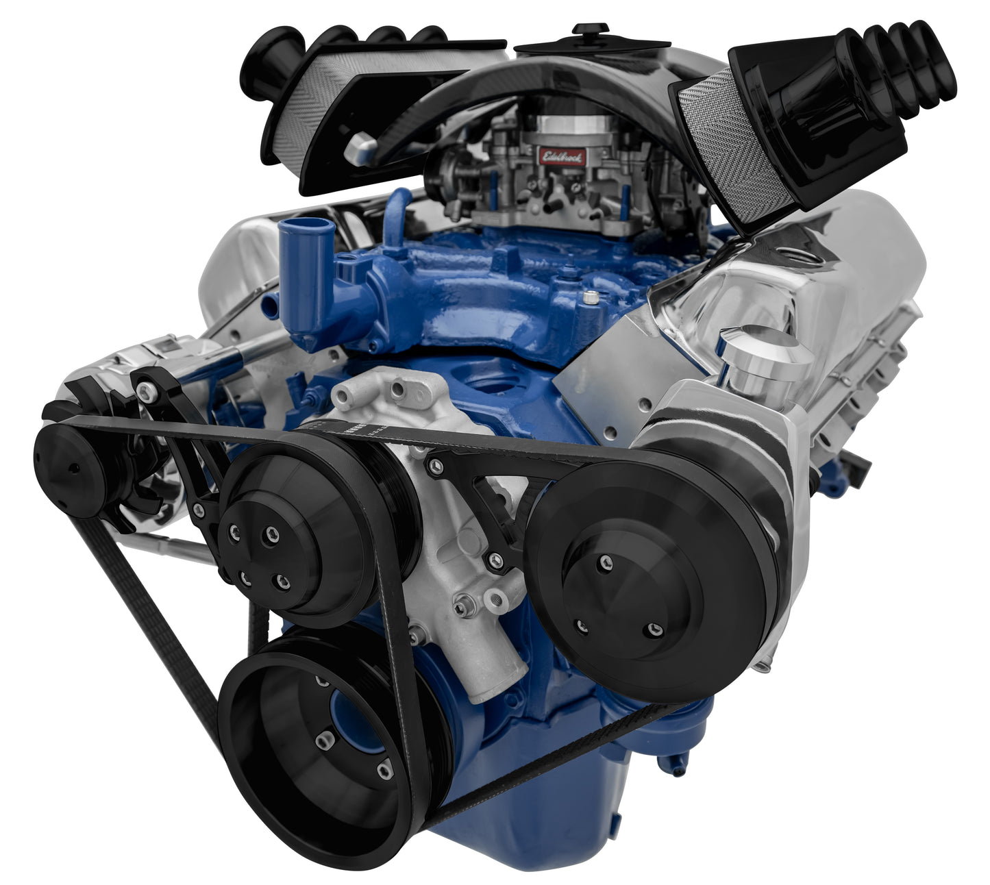 Ford 351 Cleveland Serpentine Conversion - PS-Saginaw - Black