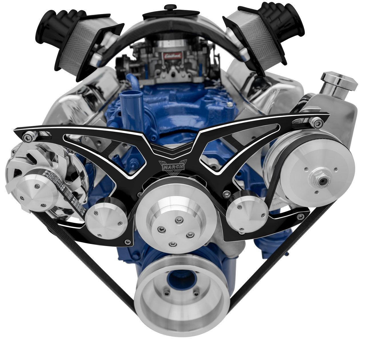 Ford 351 Cleveland Serpentine System - PS & ALT - Black Onyx