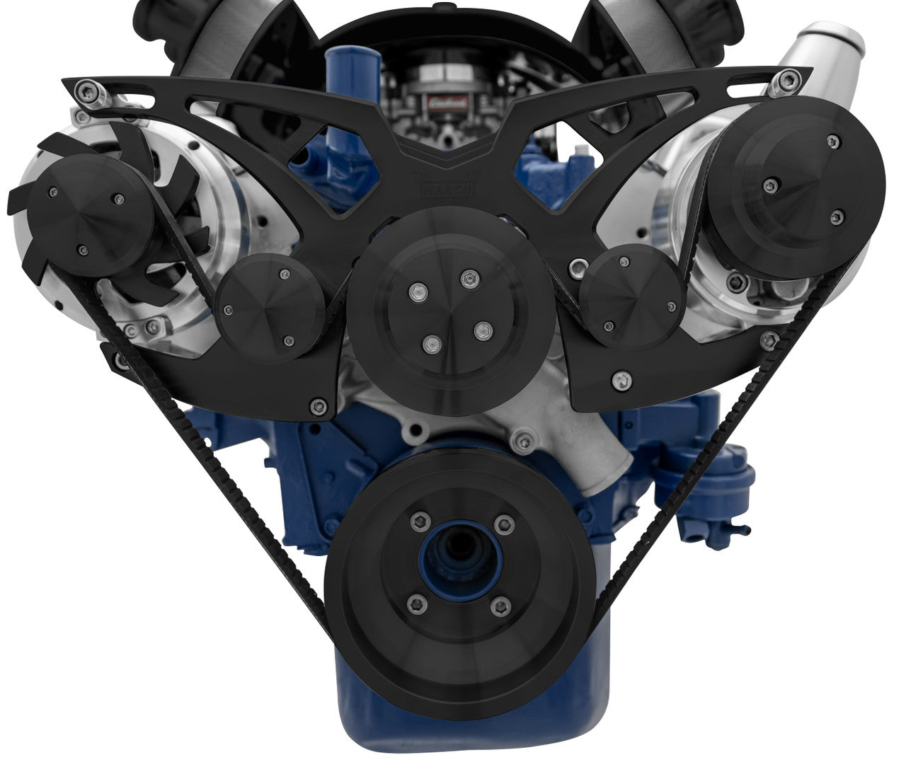 Ford 351 Cleveland Serpentine System - PS & ALT - Billet Accessories - Black