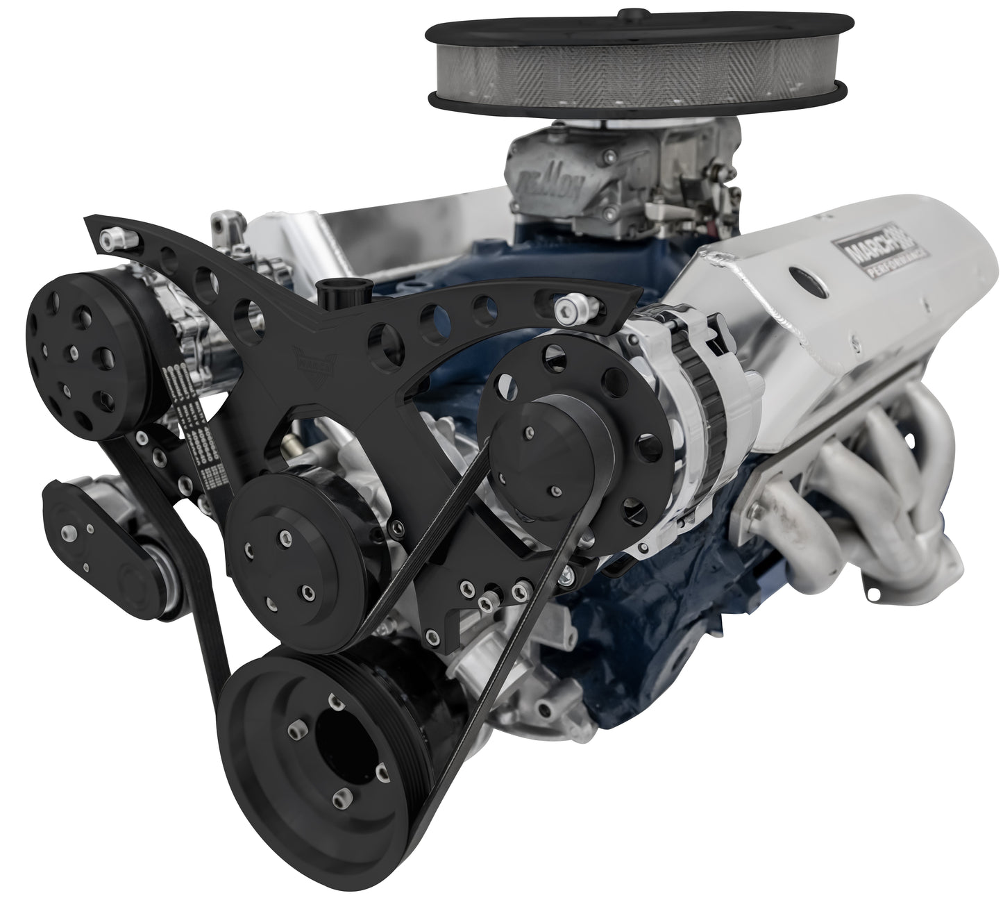 Small Block Ford Revolver Serpentine System - AC & ALT - Black