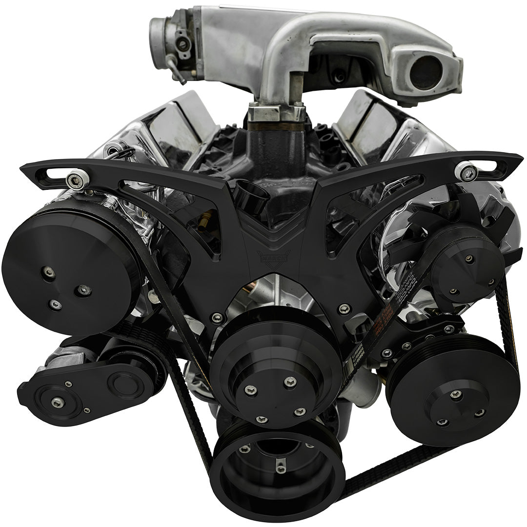 Small Block Ford 5.0L Serpentine System - AC & PS - Black