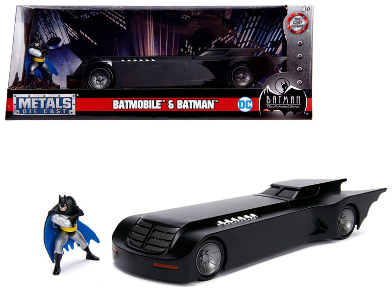 Batmobile with Batman Diecast Figure "Animated Series" DC Comics Series 1/24 Diecast Model Car by Jada free shipping USA