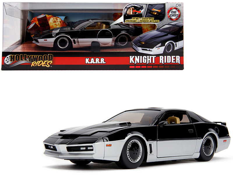 K.A.R.R. Black and Silver with Light "Knight Rider" (1982) TV Series "Hollywood Rides" Series 1/24 Diecast Model Car by Jada free shipping USA