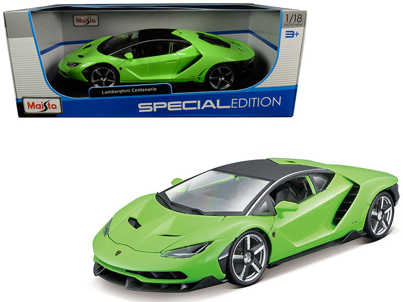 Lamborghini Centenario Lime Green with Matt Black Top 1/18 Diecast Model Car by Maisto free shipping USA