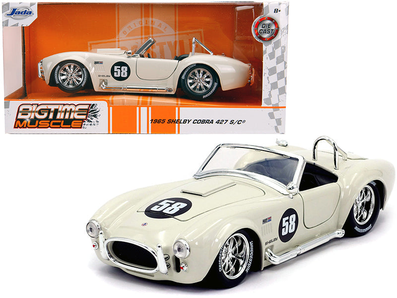 1965 Shelby Cobra 427 S/C #58 Cream "Bigtime Muscle" 1/24 Diecast Model Car by Jada free shipping USA