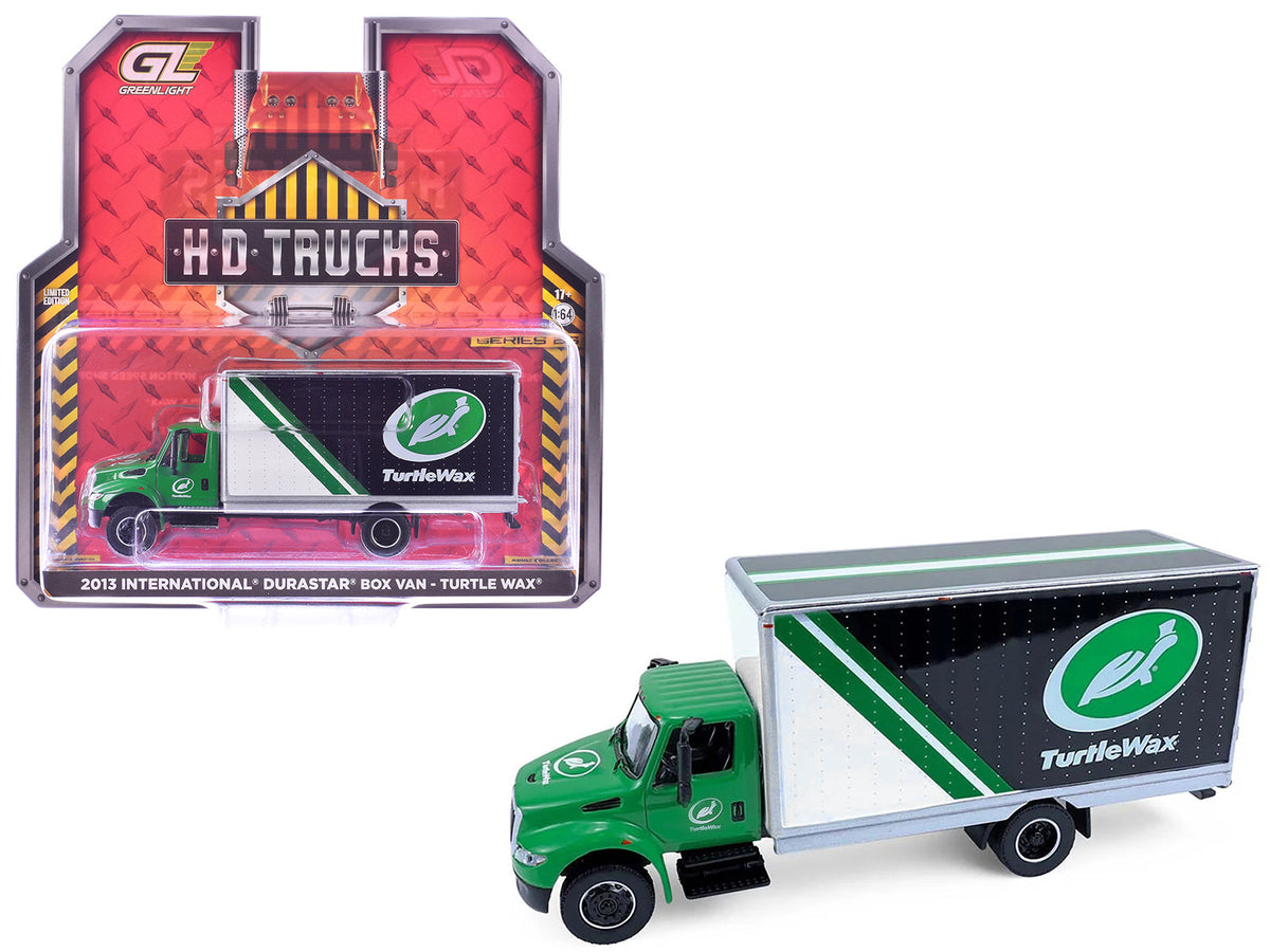 2013 International Durastar Box Van "Turtle Wax" Green "H.D. Trucks" Series 26 1/64 Diecast Model Car by Greenlight free shipping USA